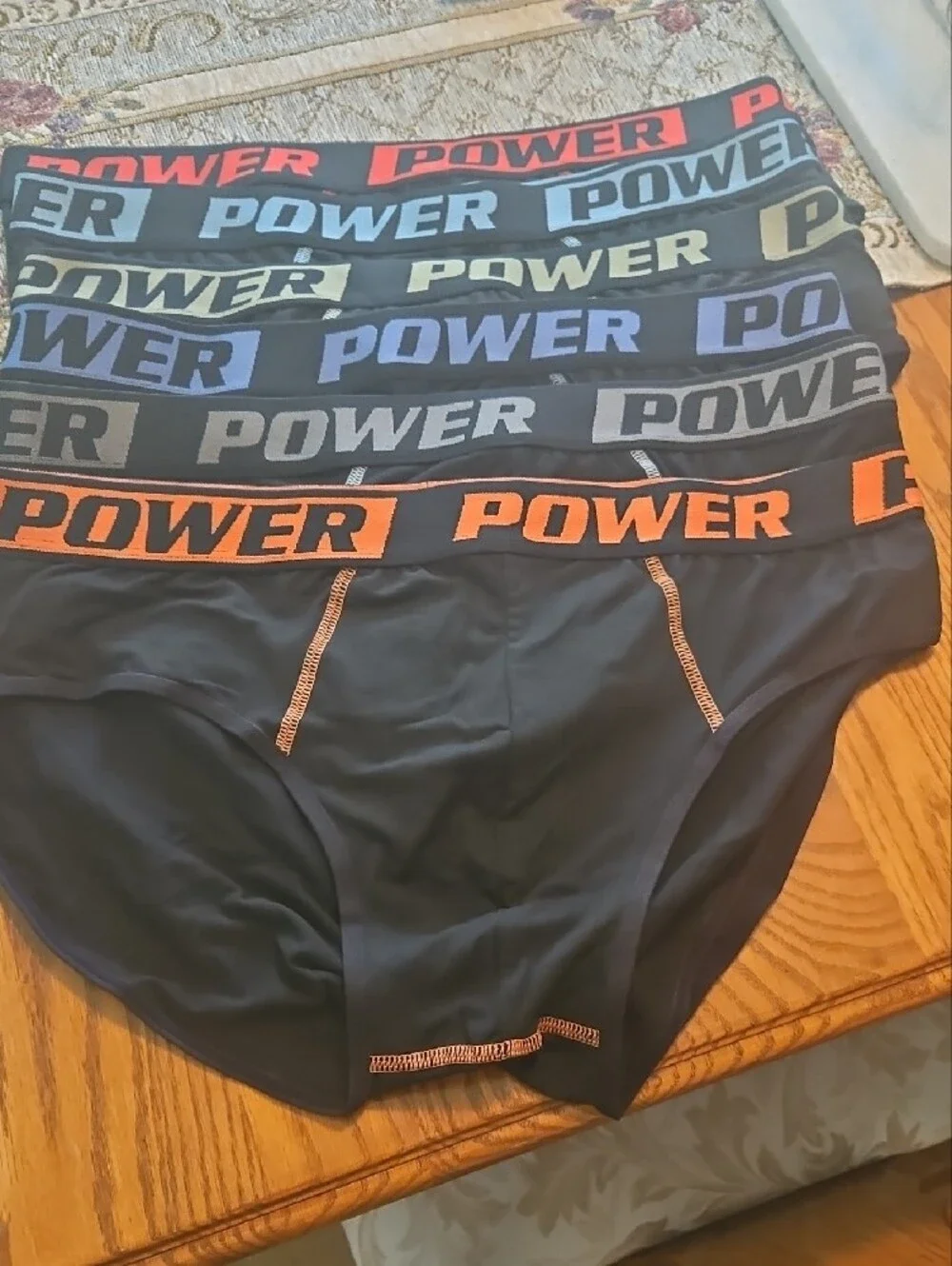 NWT Men's Black Briefs with Colored Waistbands. 6 Pair.    Sz XL
